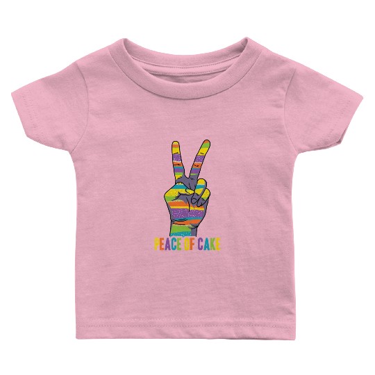 Peace of Cake Hand Sign Peaceful World Earth Baby T Shirts