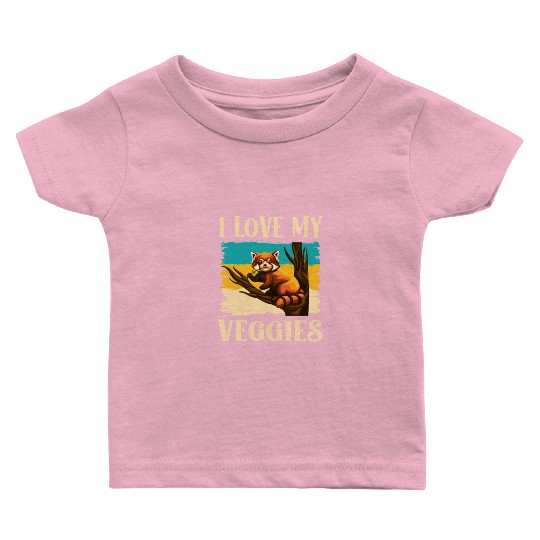 I Love My Veggies Red Panda Zookeeper Wildlife Baby T Shirts
