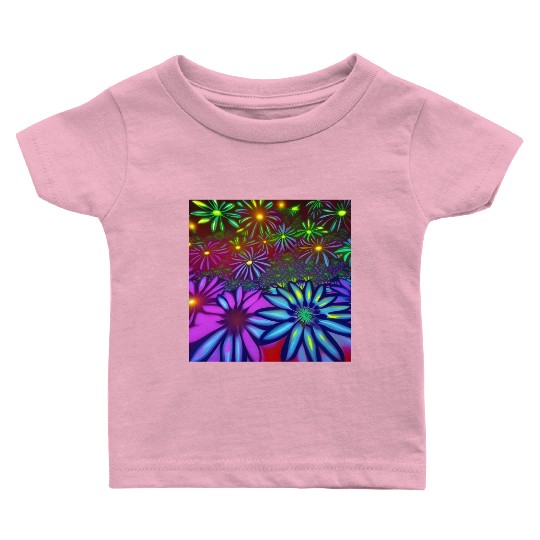 Psychedelic flowers Baby T Shirts