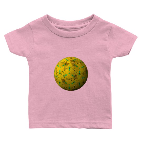 Golden-Yellow 3D Sphere with Green Highlights Baby T Shirts