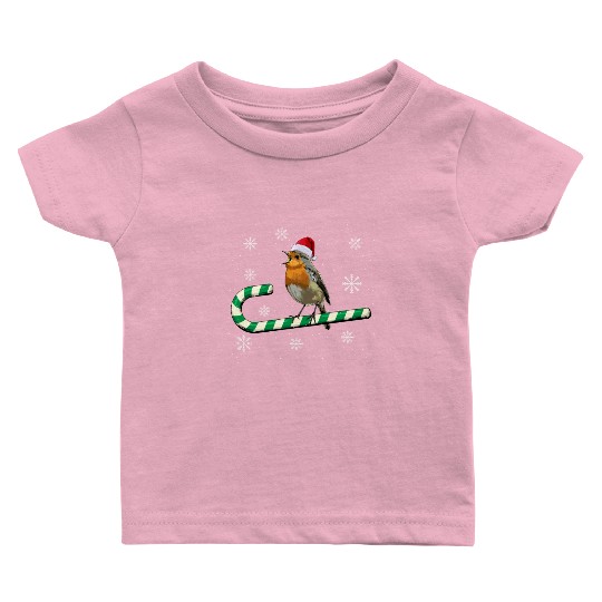 Robin Bird Watching Redbreast Birding Christmas Baby T Shirts
