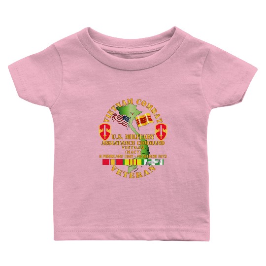 Army Vietnam Combat Veteran US Military Asst Cmd V Baby T Shirts