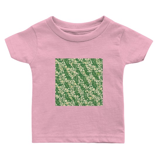 Decorative pattern of green flowers Baby T Shirts