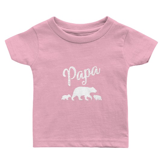 Papa Bear 2 Cub Bear Animal Lover Bear Fathers Day Baby T Shirts