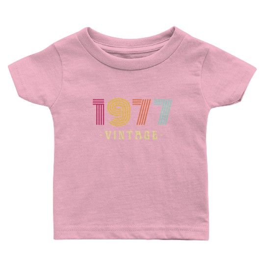 Neon Rainbow Retro Birthday Year Vintage 1977 Baby T Shirts