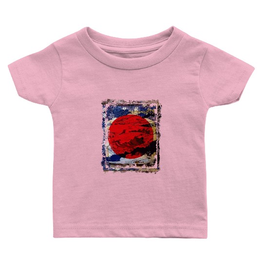 Japan Flag Red Circle Blue Mountain Collage Art 74 Baby T Shirts