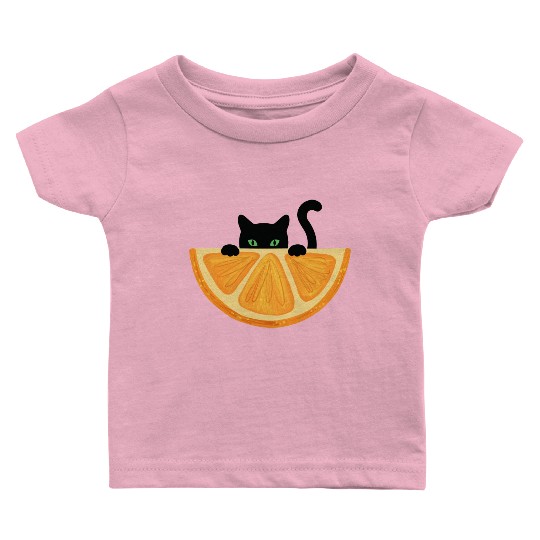 Are You see Me? Black Cat Hiding Behind Orange. Baby T Shirts