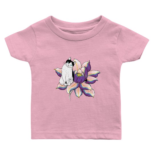 Lotus Cat Baby T Shirts