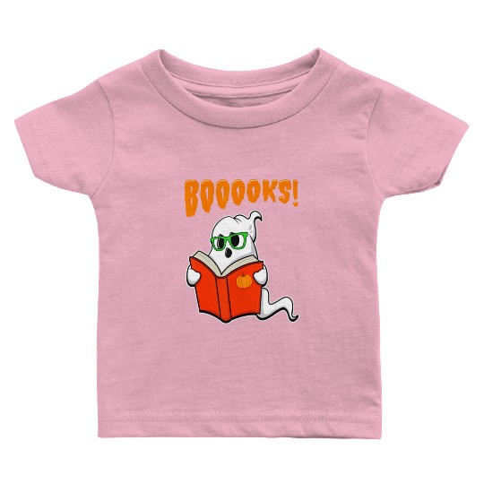 Funny Teacher Halloween Ghost Books Reading Baby T Shirts