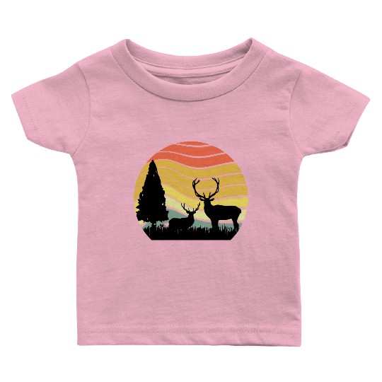 Sunset sunrise nature deer in the zoo Baby T Shirts