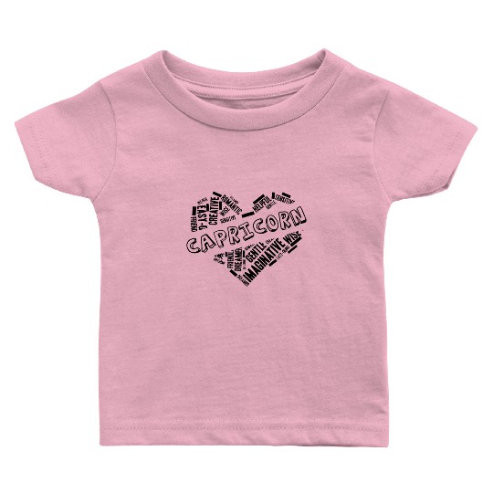 Capricorn Heart Word Cloud Doodle Astrology Zodiac Baby T Shirts