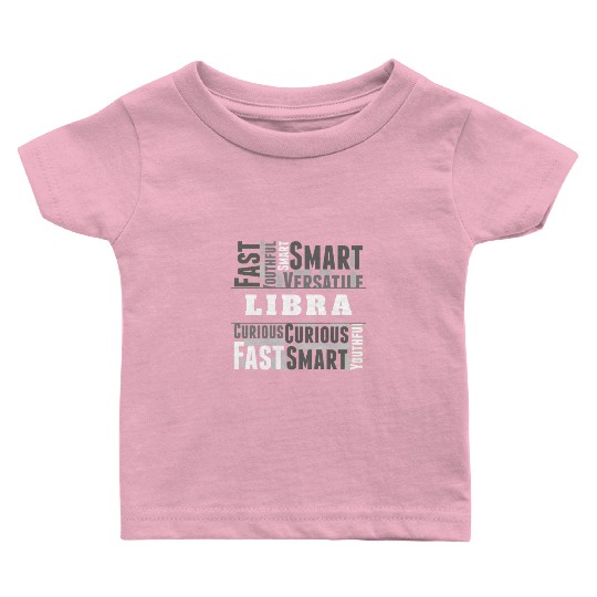 Libra Zodiac Star Sign Word Cloud Square Monochrom Baby T Shirts