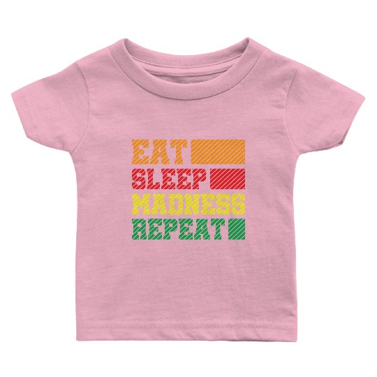 Funny Eat Sleep Madness Repeat March Madness 2023 Baby T Shirts