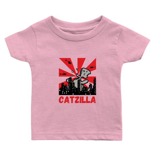 Catzilla funny cat Japanese Sunset Baby T Shirts