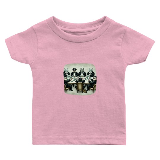 Cats Playing Cards Baby T Shirts