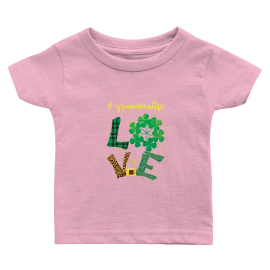 Love Grandma Shamrock Saint Patrick Day Baby T Shirts