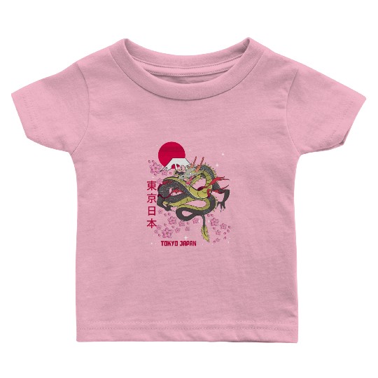 Japanese Tokyo Dragon Asian Vintage Retro Style Baby T Shirts