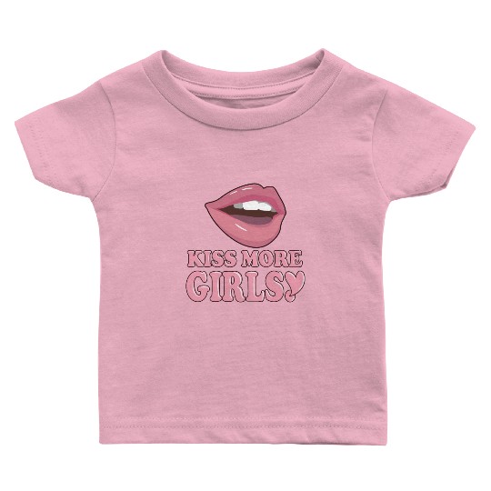 Kiss More Girls Sexy Lips Lesbian LGBT Pride Month Baby T Shirts