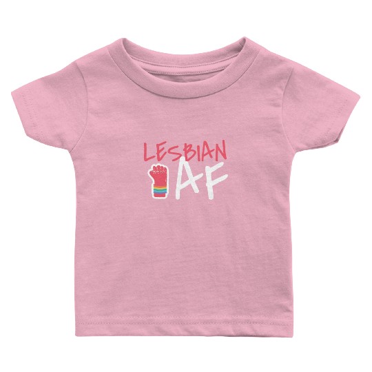 Lesbian AF LGBT Graffiti Fist Pride Colors Baby T Shirts