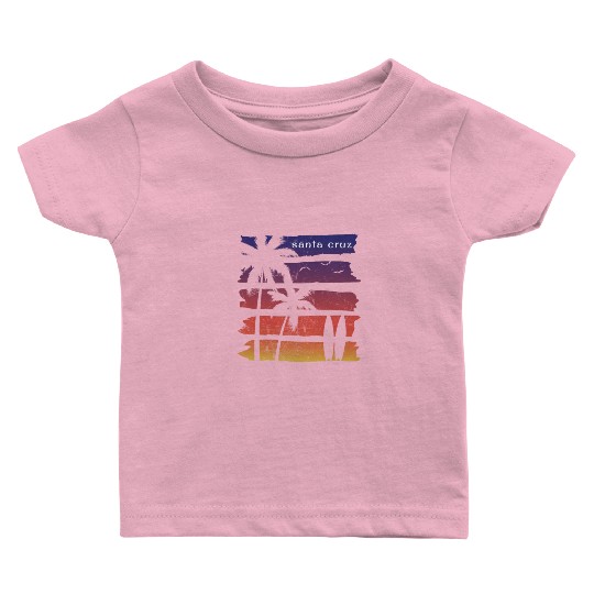 Cool Santa Cruz California Surfing Fan Beach Palm Baby T Shirts