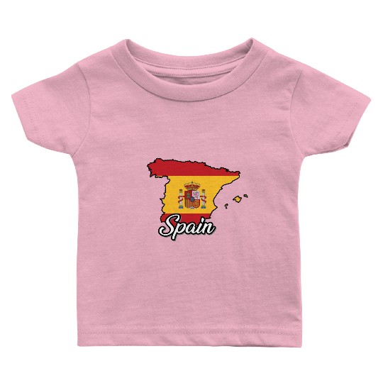 Spain Flag Map, Patriotic Inscription, Country. Baby T Shirts