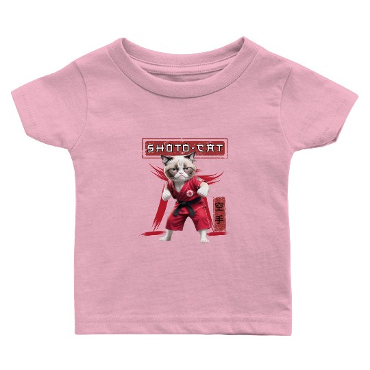 Karate Cat, Karate Japanese Kanji Baby T Shirts