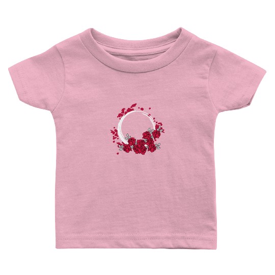 Zen Circle Japanese Roses Flower Bouquet Aesthetic Baby T Shirts
