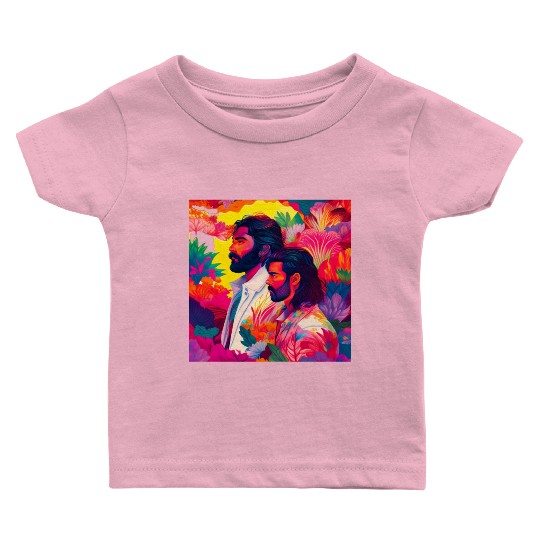 Two men standing in colorful psychedelic nature Baby T Shirts