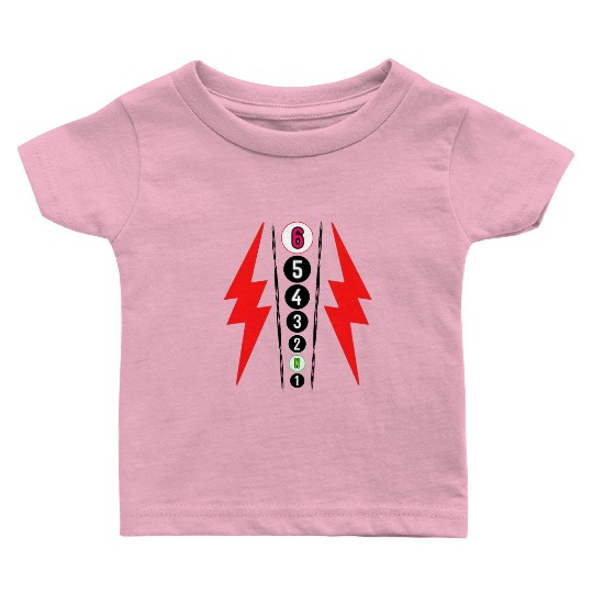 RED LIGHTNING BOLT MOTORCYCLE SHIFT PATTERN Baby T Shirts