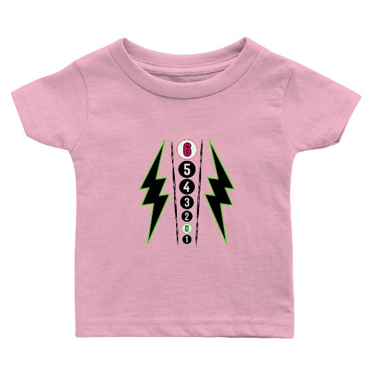 GREEN LIGHTNING BOLT MOTORCYCLE SHIFT PATTERN Baby T Shirts