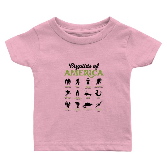 Vintage Cryptids of America Creepy Creatures Baby T Shirts