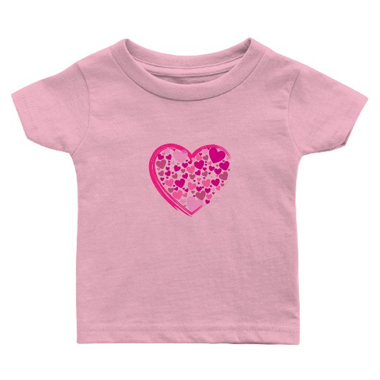 Cute Pink and Lilac Hearts in a Big Pink Heart Baby T Shirts