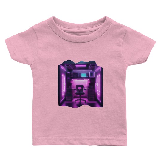 Future Gaming Room Neon Lights Baby T Shirts
