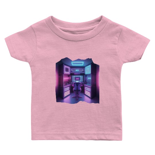 Future Isometric Room Gamer Studio Baby T Shirts
