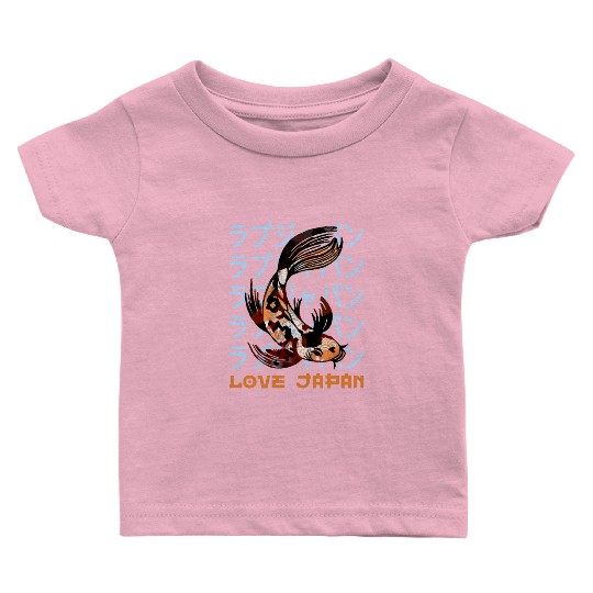Japan Koi Carp Fish Water Pond Symbol Kanji Love Baby T Shirts