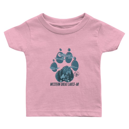 Western great lakes Michigan home of the wolf Baby T Shirts