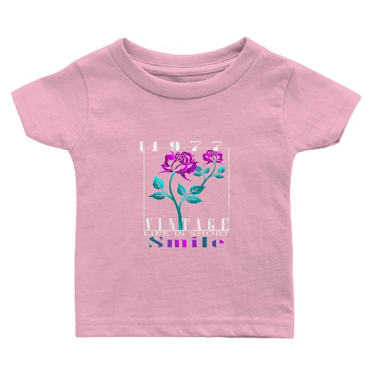 1977 Born Vintage Rose Gift Baby T Shirts