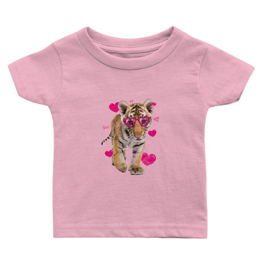 Cute Tiger Cub Gift Valentine Day Heart Tiger Face Baby T Shirts