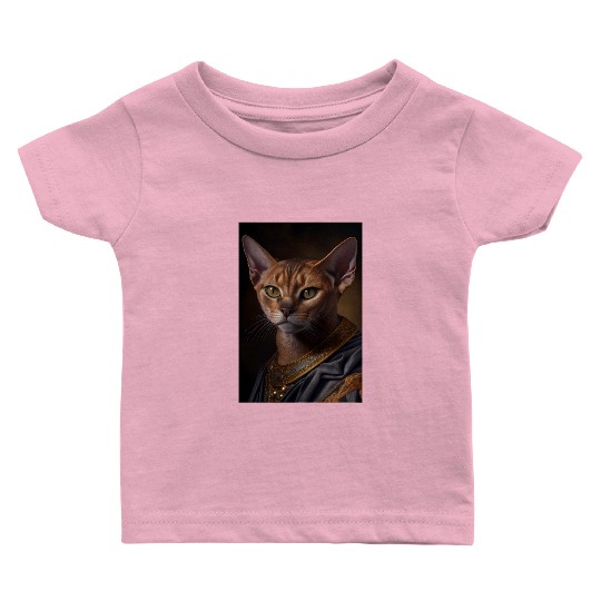 Abyssinian King Cat Breed Portrait Royal Renaissa Baby T Shirts