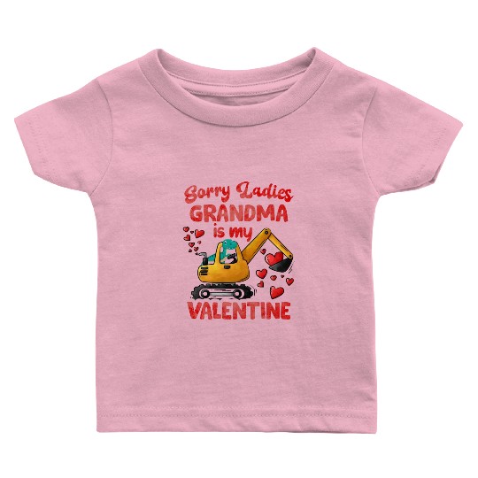 Grandma Is My Valentine Trex Dino Excavator Baby T Shirts