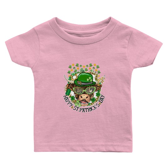 Happy St. Patrick's Day, Funny Cow, Hat and Gold Baby T Shirts