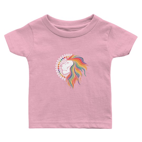 Rainbow Lion Leo Astronomy Zodiac Sign LGBT Baby T Shirts