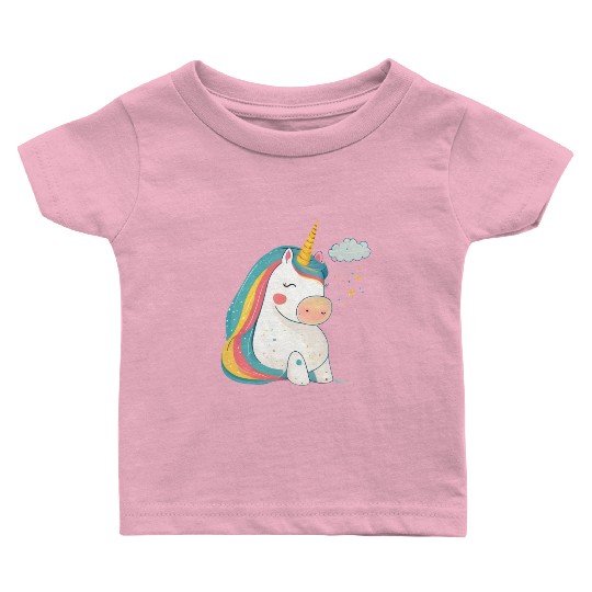 Rainbow Beauty: An Illustration of a Unicorn Pony Baby T Shirts