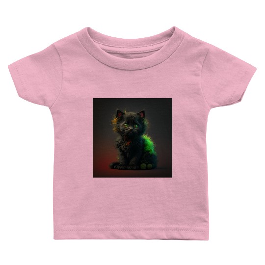 Cute black kitten blended with a wicked spider Baby T Shirts