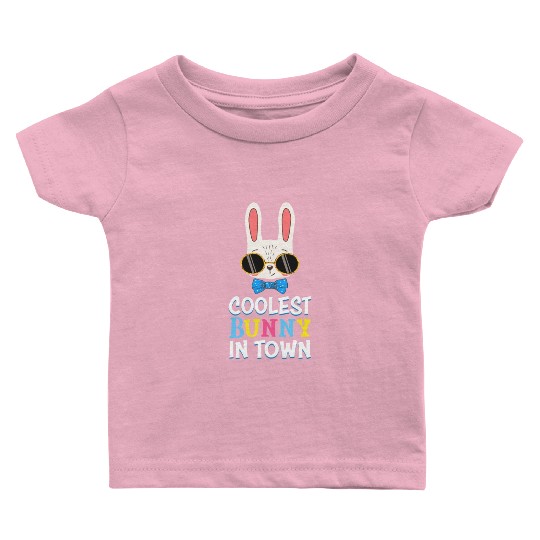 Coolest Bunny In Town Easter Bunny Face Girls Gift Baby T Shirts