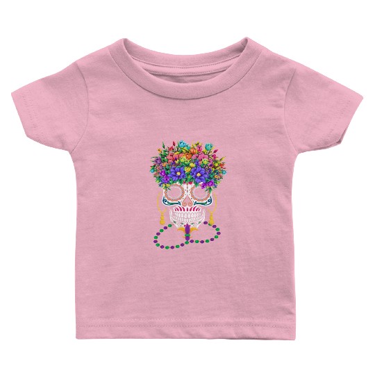 Mardi Gras Costume Dia De Los Muertos Flower Sugar Baby T Shirts
