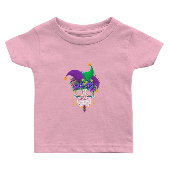 Mardi Gras Mask Dia De Los Muertos Flower Sugar Baby T Shirts