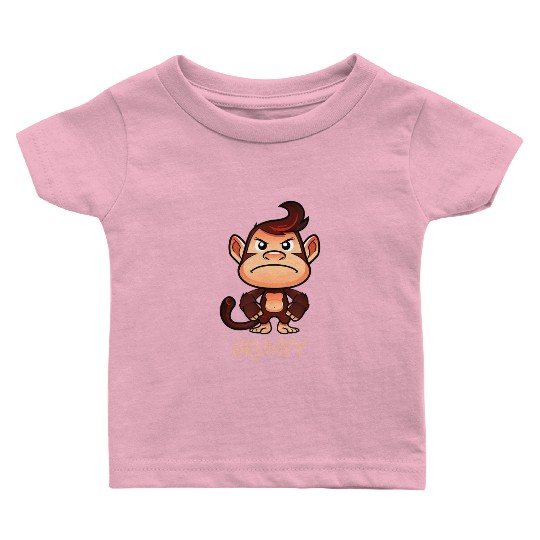 Grumpy Monkey Meme Aesthetic Bad Mood chimpanzee Baby T Shirts