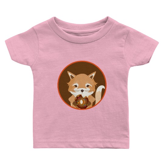 magical little fox with delicious donut Baby T Shirts