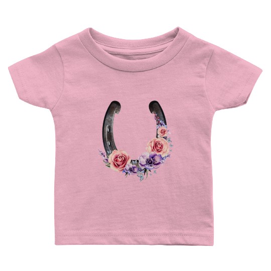 Lucky Floral Horseshoe Baby T Shirts